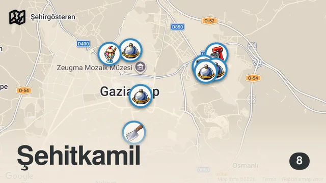 Map of GAZİANTEP KÜSGET SANAYİ LEZZETLERİ!