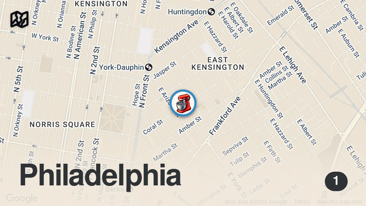 Map of 1 spot from Excellent hot chocolate in Philly!