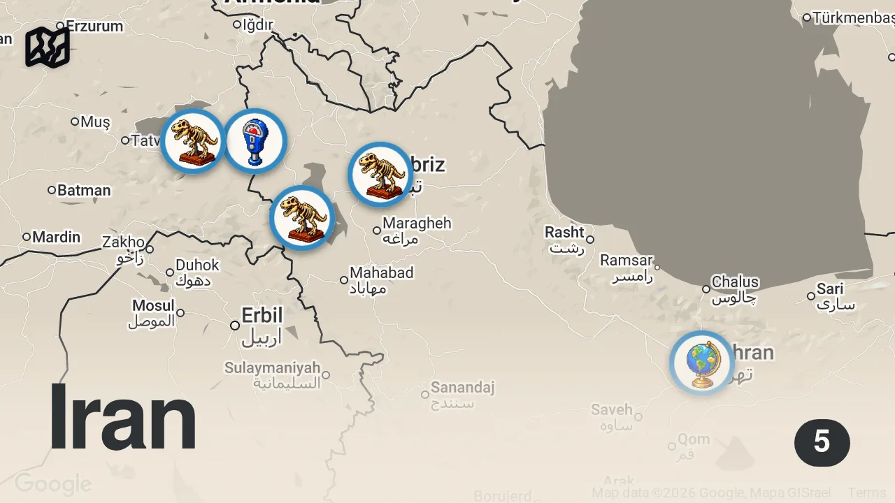 Map of 5 spots from I Asked Iranians What They Want to Say to America