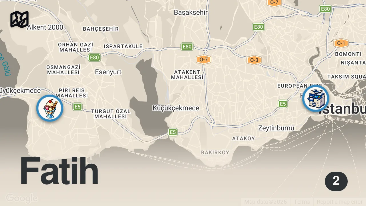 Map of 2 spots from İstanbul’da böyle tavuk YOK 🔥