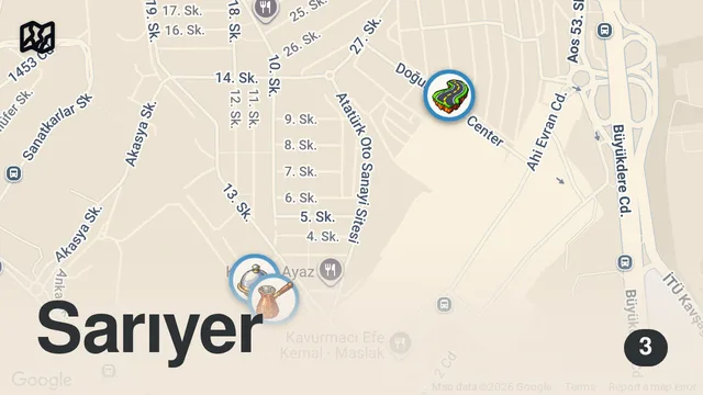 Map of Maslak Sanayi Lezzetleri | Oğlak Burger, Menemen, İnegöl Köfte - Ayaküstü Lezzetler
