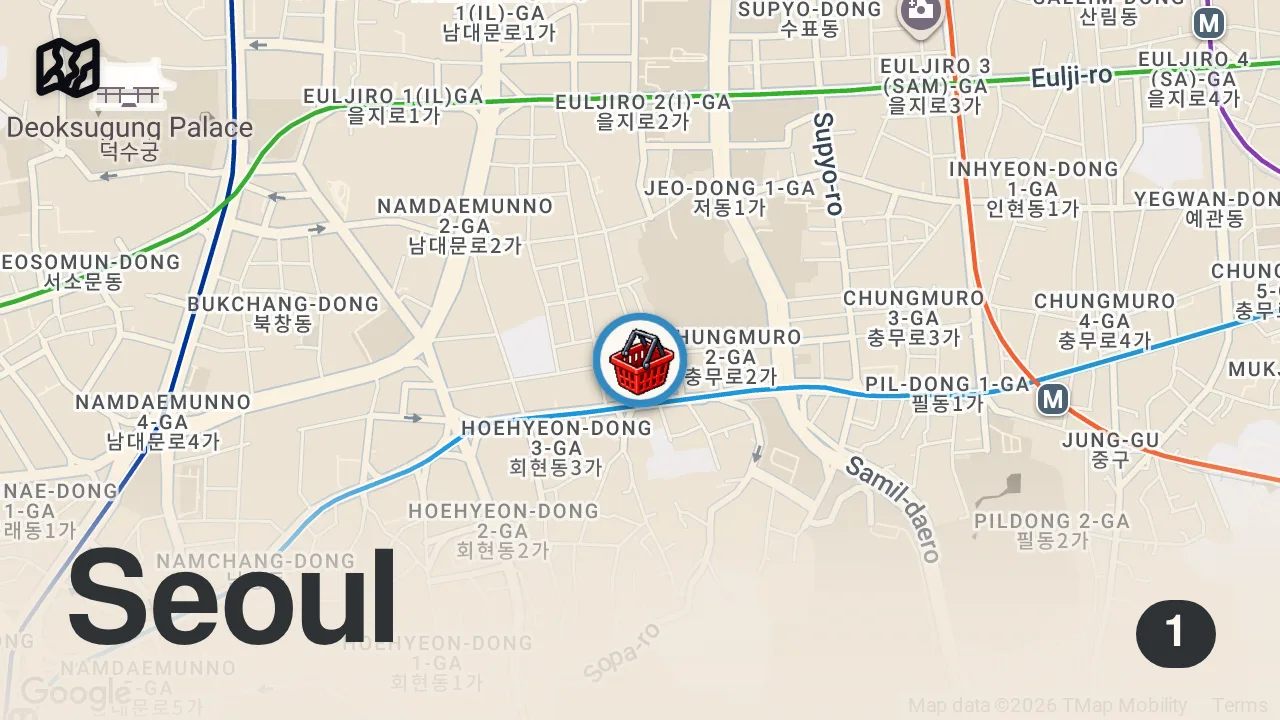 Map of 1 spot from Everything I ate at Myeongdong Night Market in Seoul! ๐ฐ๐ท