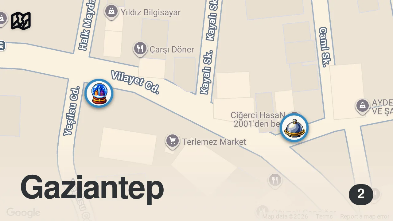 Map of 2 spots from 10 NUMARA CİĞER BU! ATOMUN MUCİDİ BENİM ABİ!