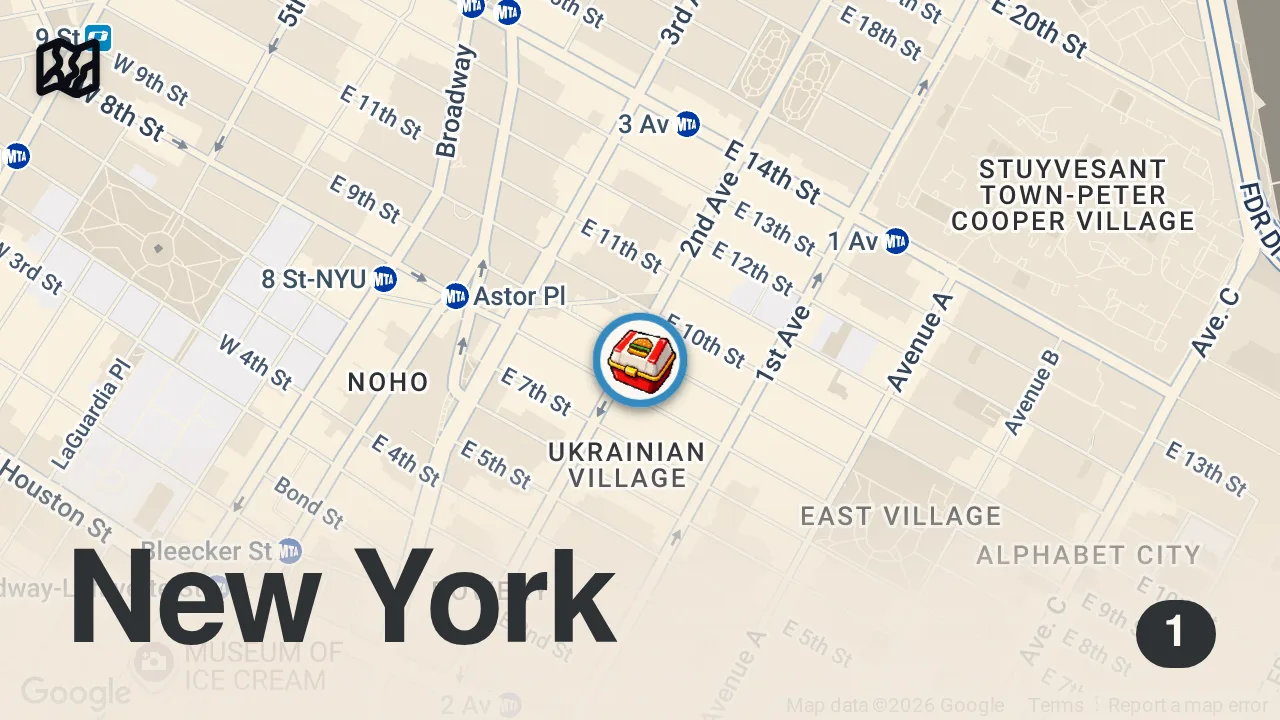 Map of 1 spot from How New York's Most Popular Ukrainian Diner Feeds Hundreds of People per Day — The Experts