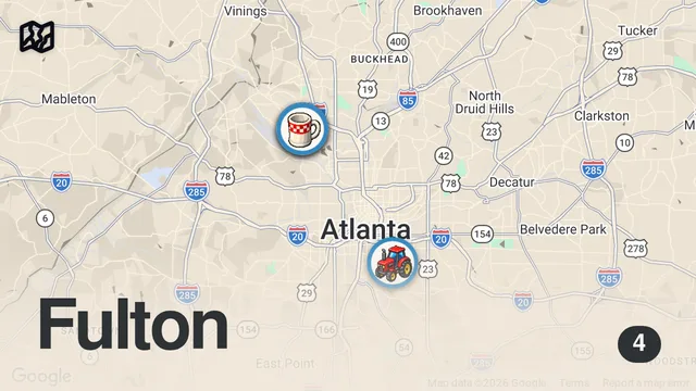 Map of Eating at Atlanta's Biggest Food Hall ($100 Budget)