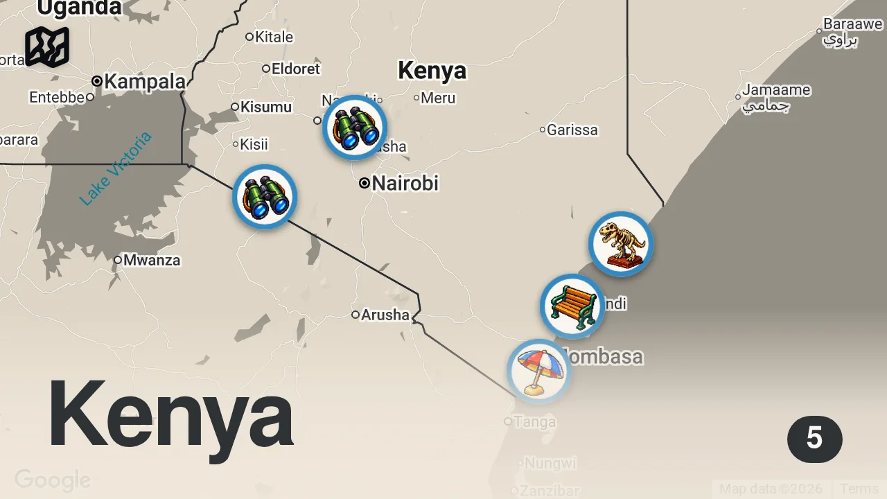 Map of 5 spots from $100 Haircut In Sketchy Neighborhood Of Nairobi, Kenya ๐ฐ๐ช