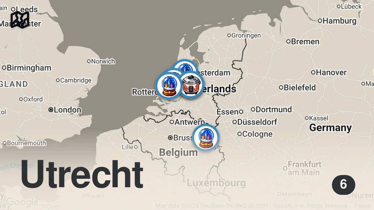 Map of 6 spots from 10 Amazing Places to Visit in the Netherlands 4K 🇳🇱 | Netherlands Travel Guide