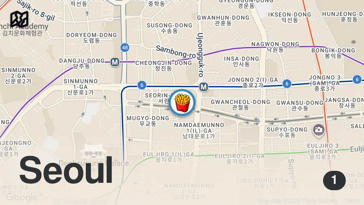 Map of 1 spot from Trying KFC Korea's Special Menu! ๐๐ฐ๐ท
