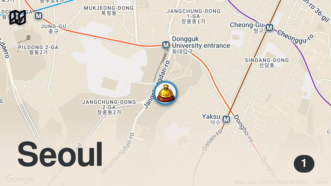Map of 1 spot from #1 BEST All You Can Eat KOREAN BREAKFAST BUFFET in Seoul South Korea