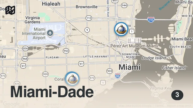 Map of Sandwich crawl in Coral Gables