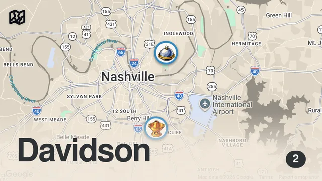 Map of Eating at Instagram's Most VIRAL Food Spots For 24 Hours (Nashville)