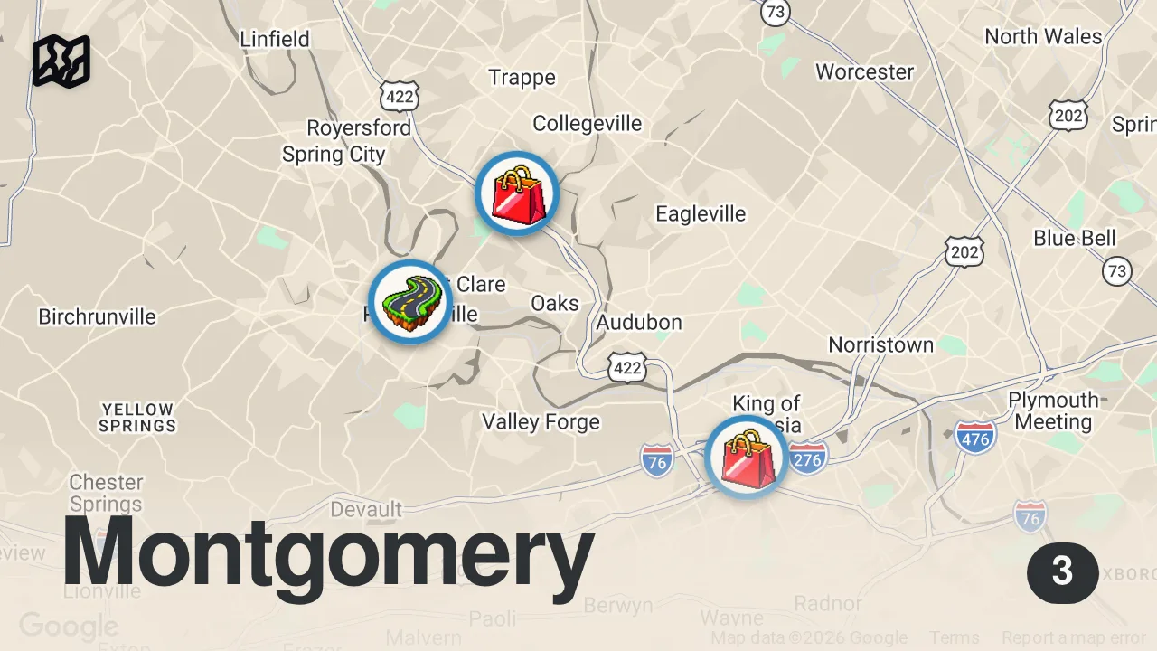 Map of 3 spots from Is Phoenixville PA Still Affordable in 2026? Real Home Prices & Cost of Living