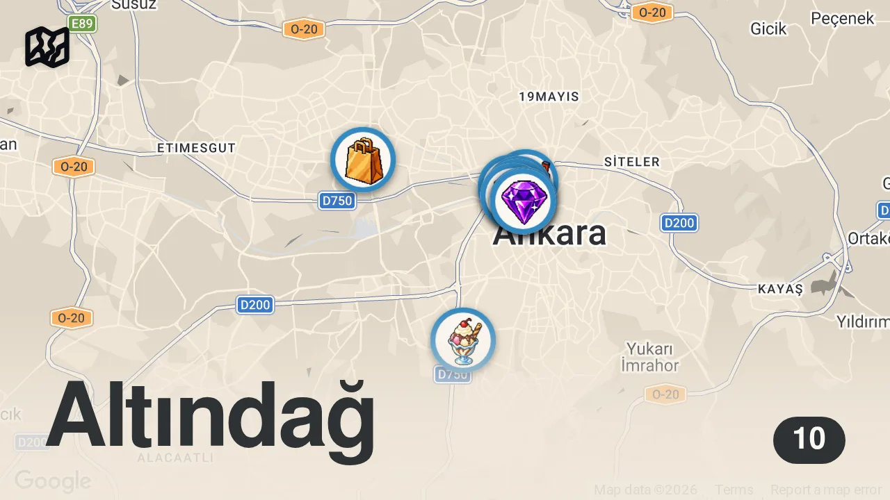 Map of 10 spots from ANKARA İSKİTLER SANAYİ LEZZETLERİ!