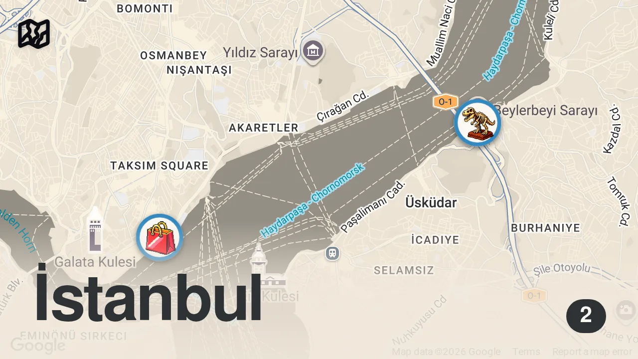 Map of 2 spots from Crispy Turkish Ravioli 🤯🇹🇷 #food #turkishfood #istanbul