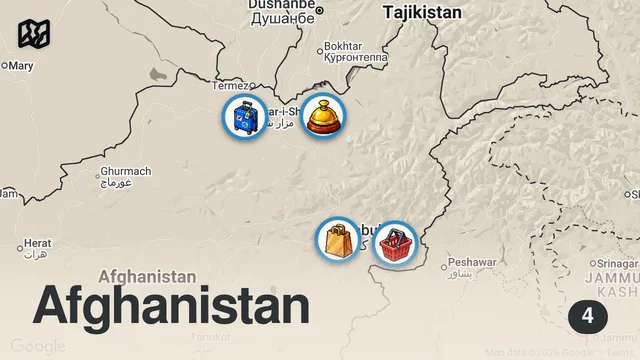 Map of Day 1: Arriving In Afghanistan (extreme travel) - Life Under Taliban Rule 🇦🇫
