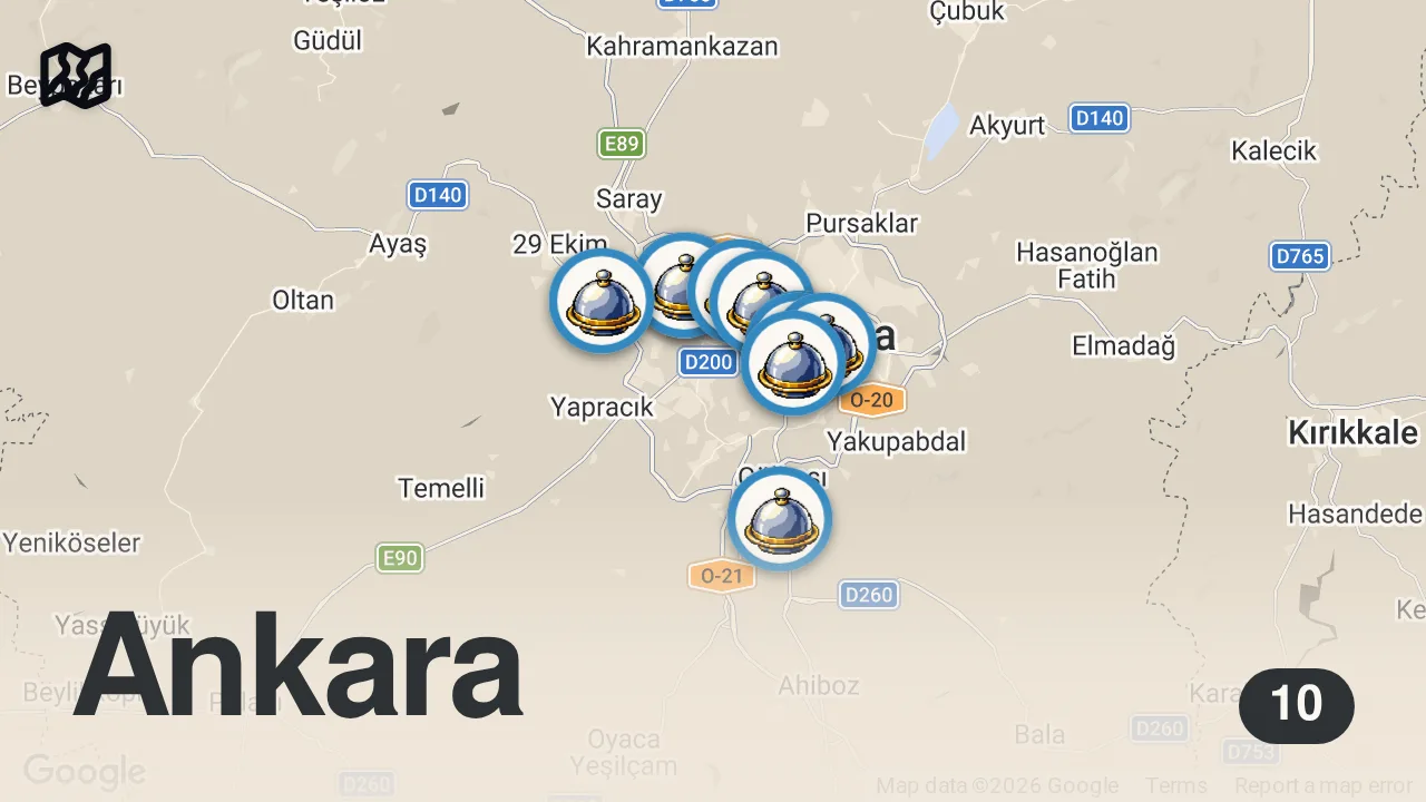 Map of 10 spots from ANKARA’DA BİR GÜNDE NE YENİR 2 !!!!