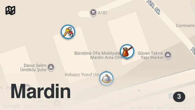 Map of BU ŞEKİLDE YAPAN BİR TEK BEN VARIM!! MARDİN LEZZETLERİ