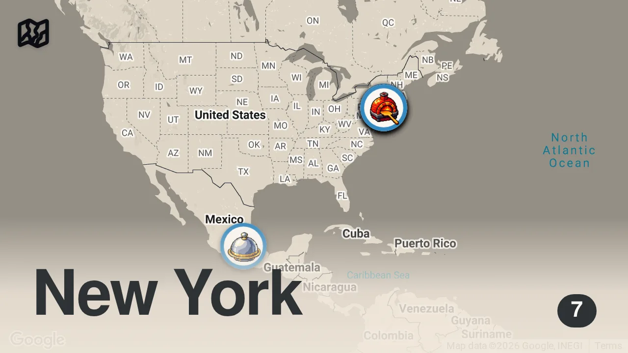 Map of 7 spots from Carla Hall & Candace Nelson Talk Gordon Ramsay, Next Level Baker at NYC's Don Angie — Let's Do Lunch