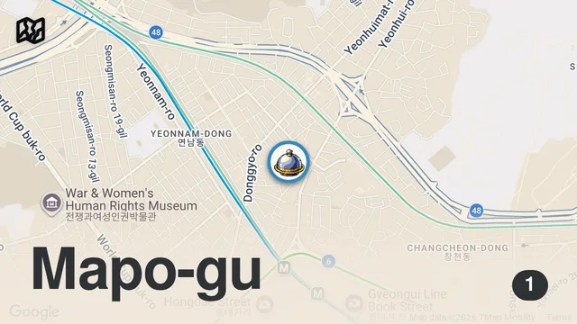 Map of Trying Salmon SASHIMI NOODLES at the BEST Seafood Restaurant in Seoul South Korea