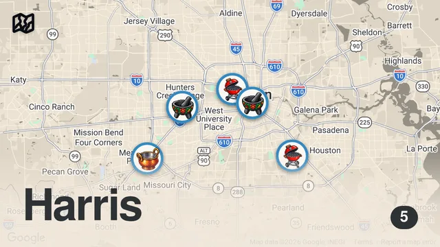 Map of 48 Hours Eating Houston’s Most LEGENDARY Food!