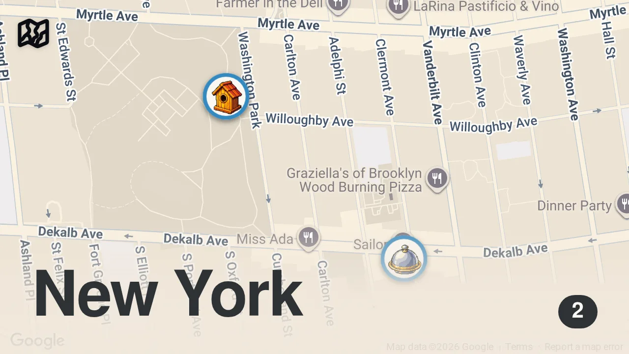 Map of 2 spots from Add This To Your NYC Burger List!