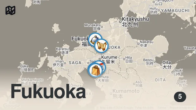 Map of 48 Hours in Fukuoka: Japan Eats and Hidden Gems You Didn't Know!