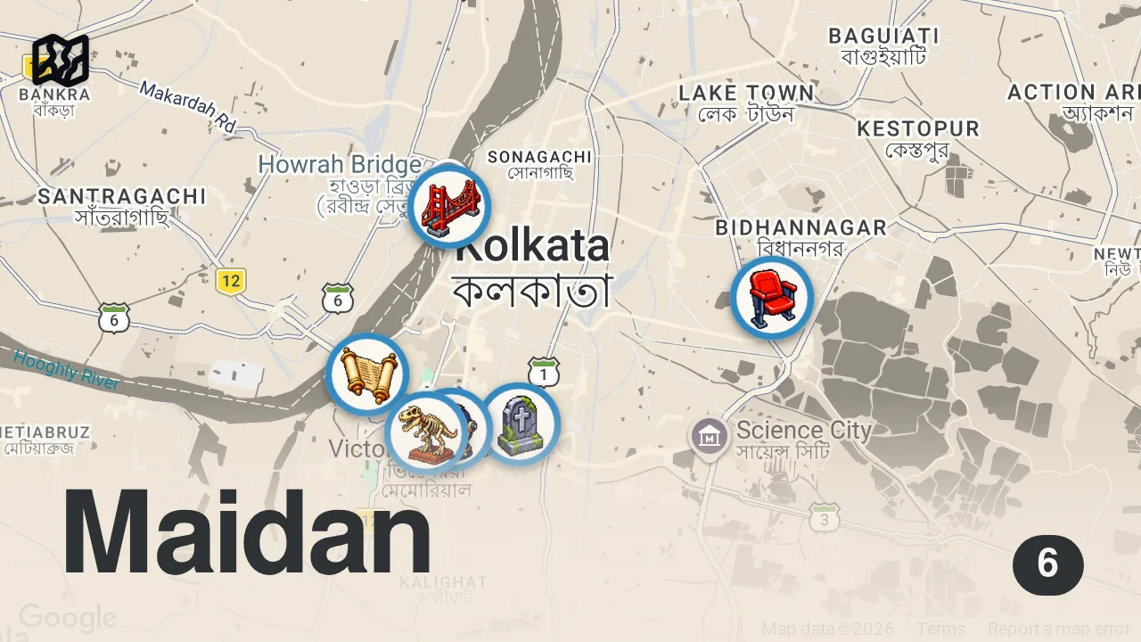 Map of 6 spots from 25 Best Places to Visit in Kolkata in 2026 | Hidden Gems & Top Tourist Attractions