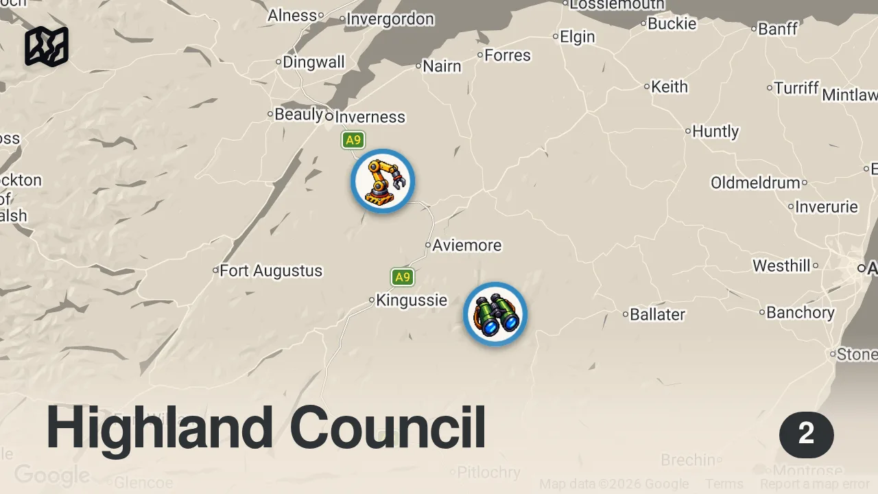 Map of 2 spots from 3 BEST Whisky Tours from Inverness Scotland