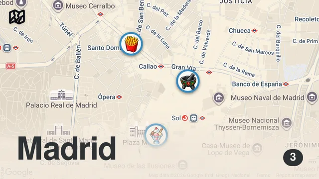 Map of REVIEWING VIRAL FOODS IN MADRID, SPAIN #shorts