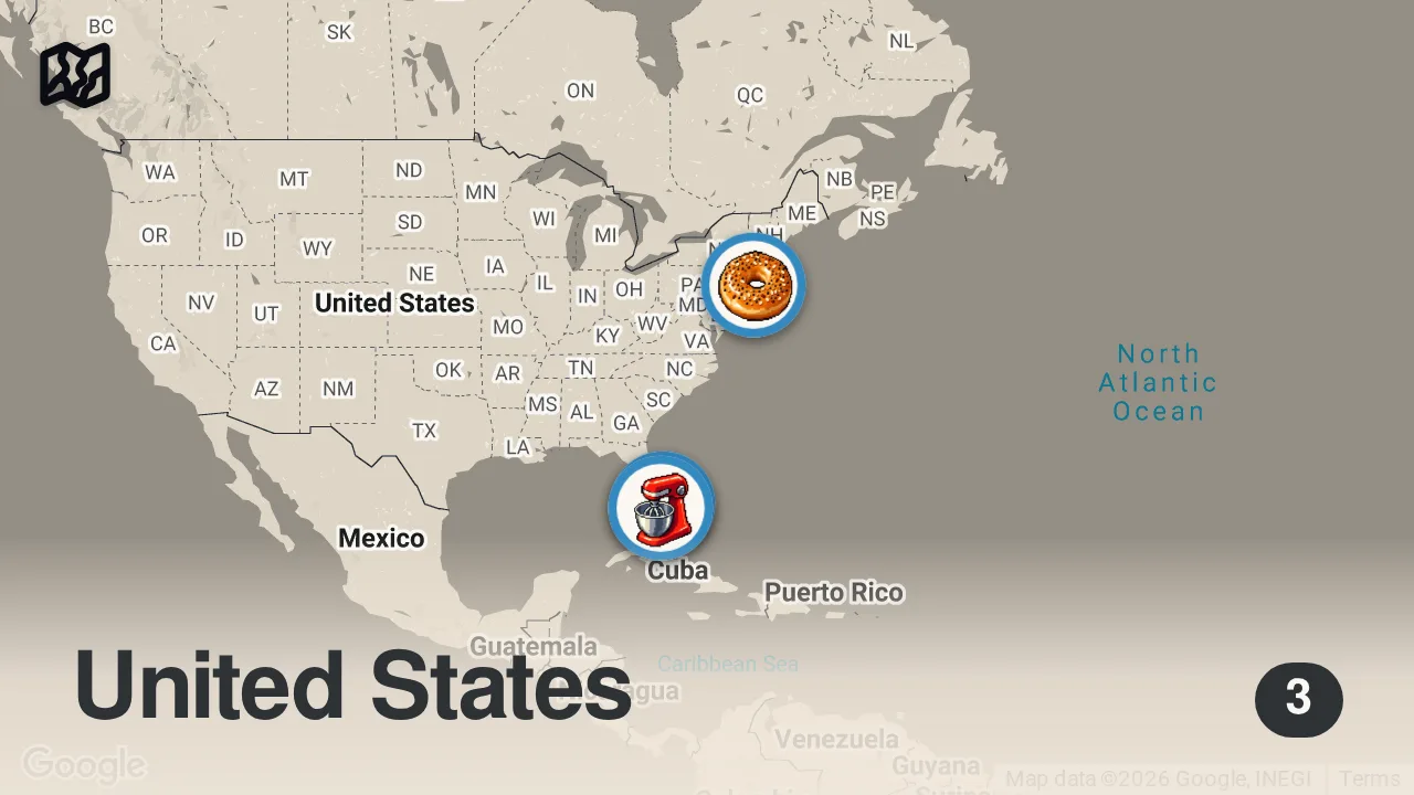 Map of 3 spots from Eating Instagram VIRAL Food For 24 Hours… (South Florida)