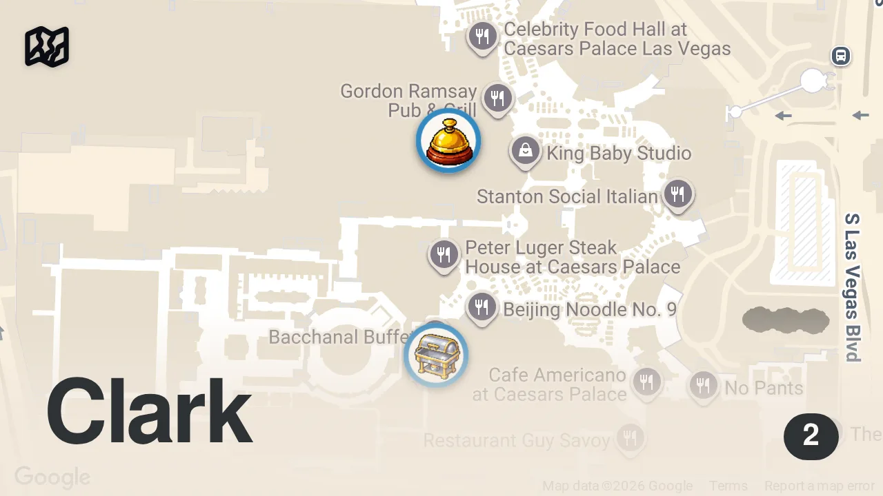 Map of 2 spots from Biggest BUFFET in Las Vegas!! 🥩 PRIME RIB & Crab Legs- $79.99 All You Can Eat!!
