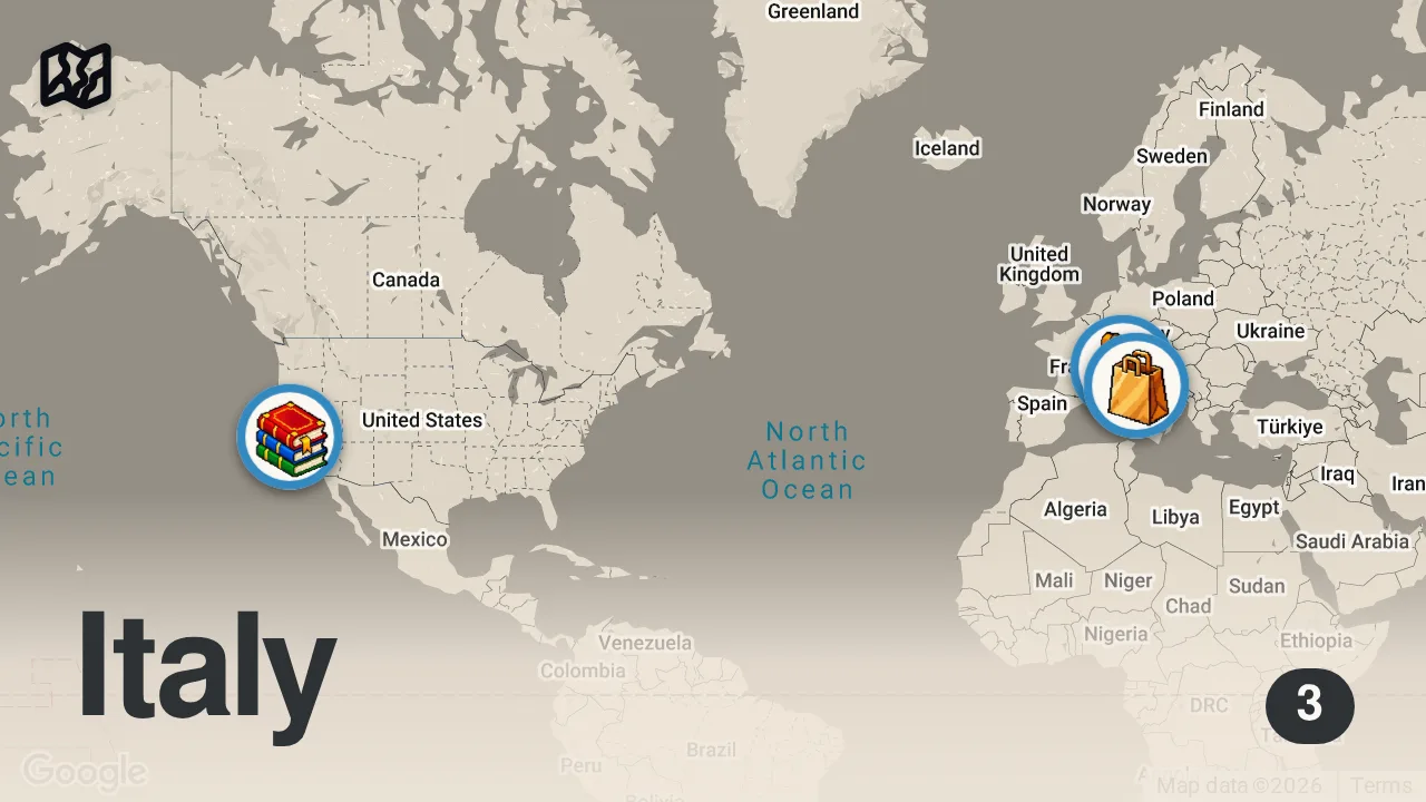 Map of 3 spots from Come Guadagniamo su Youtube? Rispondiamo alle Vostre Domande