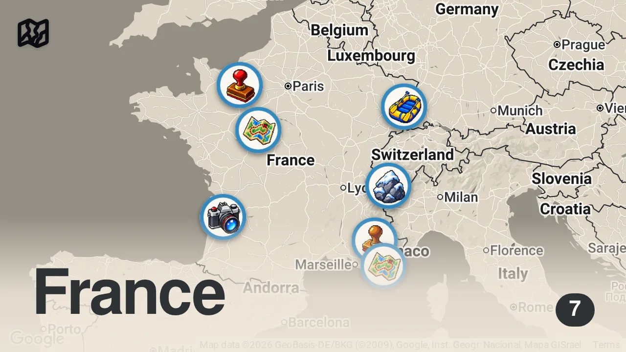 Map of 7 spots from FRANCE TRAVEL TIPS FOR FIRST TIMERS | 30+ Must-Knows Before Visiting France + What NOT to Do!