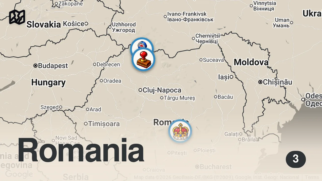 Map of 3 spots from Exploring Dracula's Castle | Anthony Bourdain: No Reservations | Travel Channel