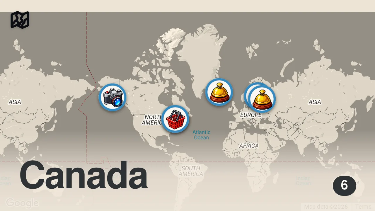Map of 6 spots from Andrew on Top of the World | Bizarre Foods with Andrew Zimmern | Travel Channel