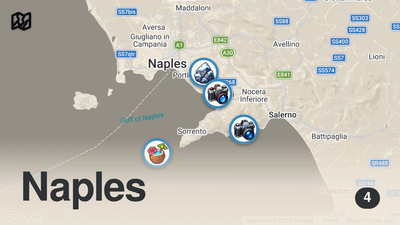 Map of 4 spots from Exploring Italy's Amalfi Coast: Best Way to See It 🇮🇹