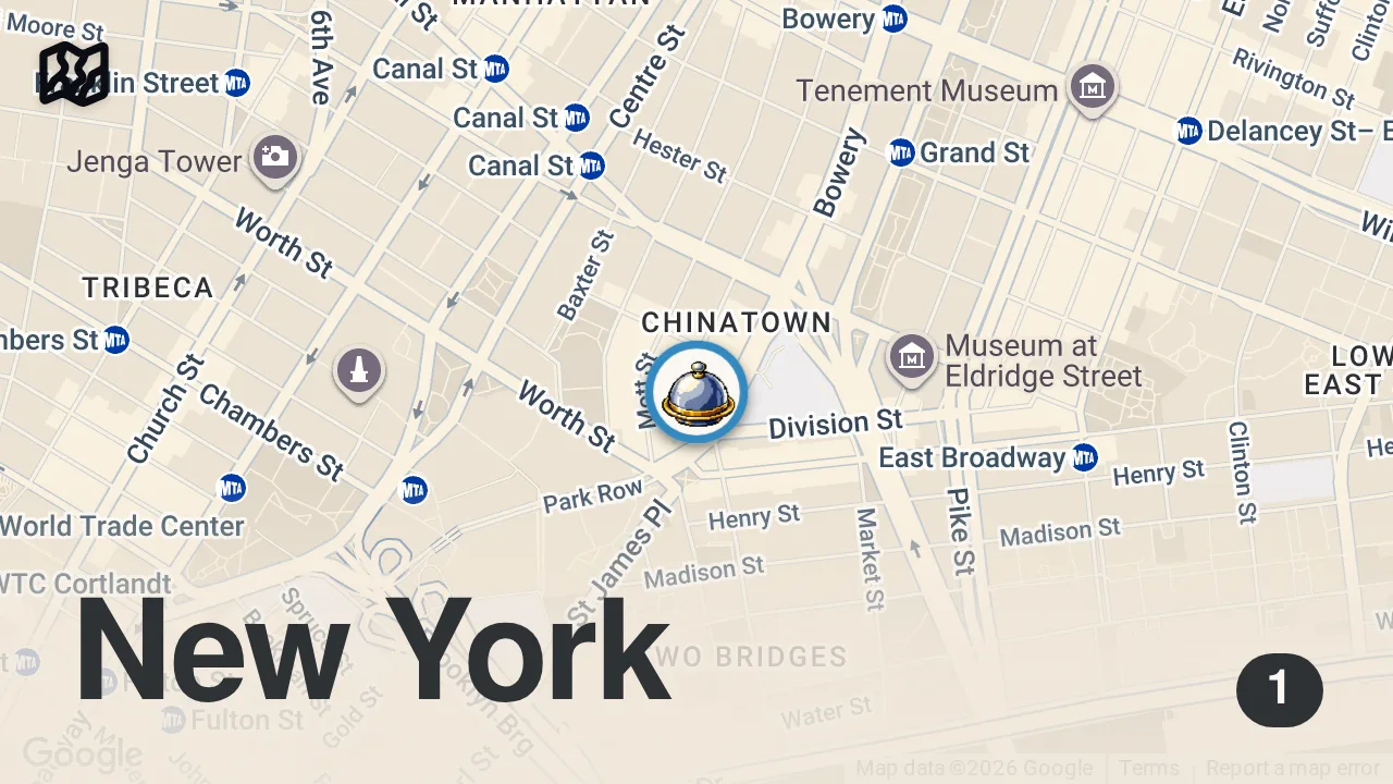 Map of 1 spot from CHINATOWN NEW YORK CITY CHEAP EATS LUNCH SPOT!