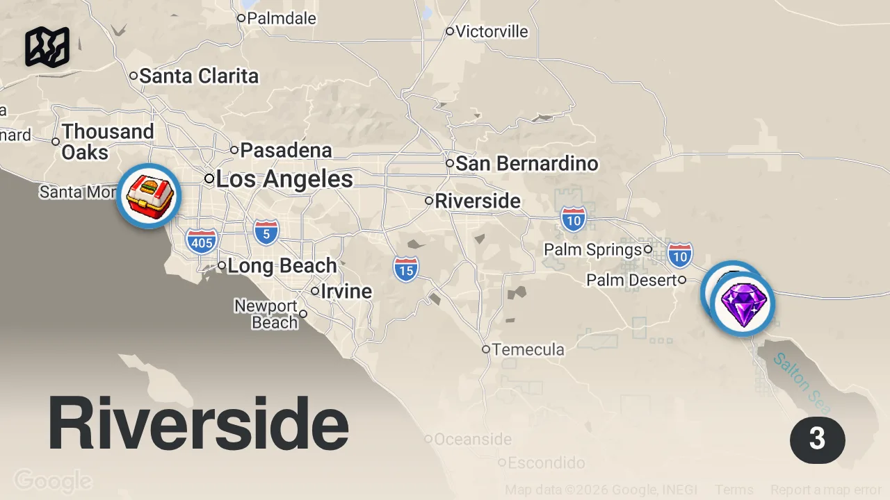 Map of 3 spots from COACHELLA STRAWBERRY RESULTS #shorts