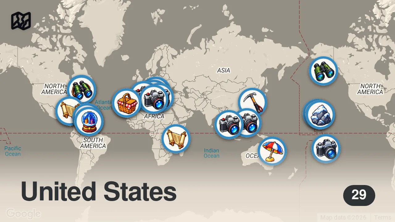 Map of 29 spots from 50 Most Beautiful Islands in the World - Travel Video