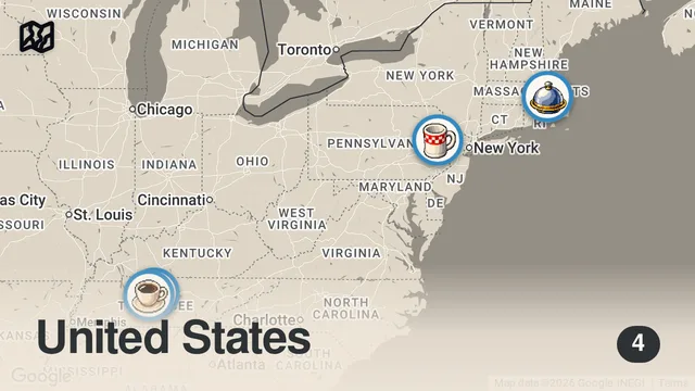 Map of Eating At The Most POPULAR Restaurants For 24 Hours...