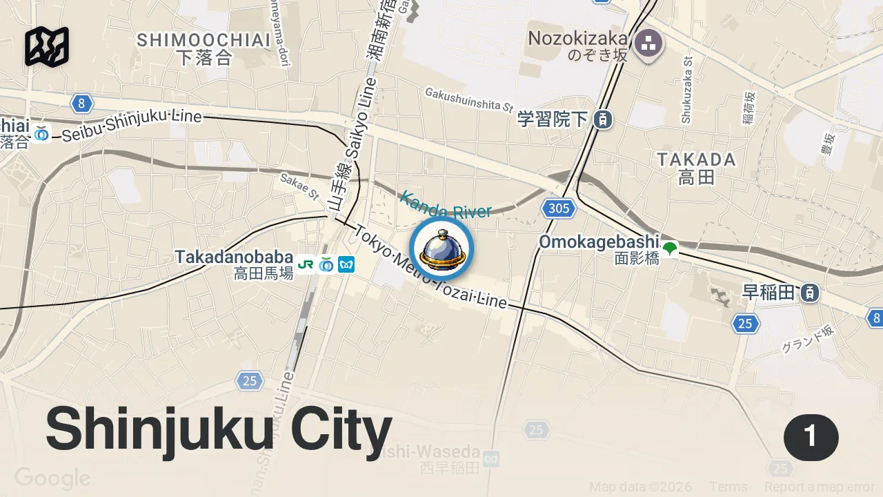 Map of 1 spot from How Crispy Golden Fried Pork Is Made at Tokyo's Tonkatsu Hinata — The Experts