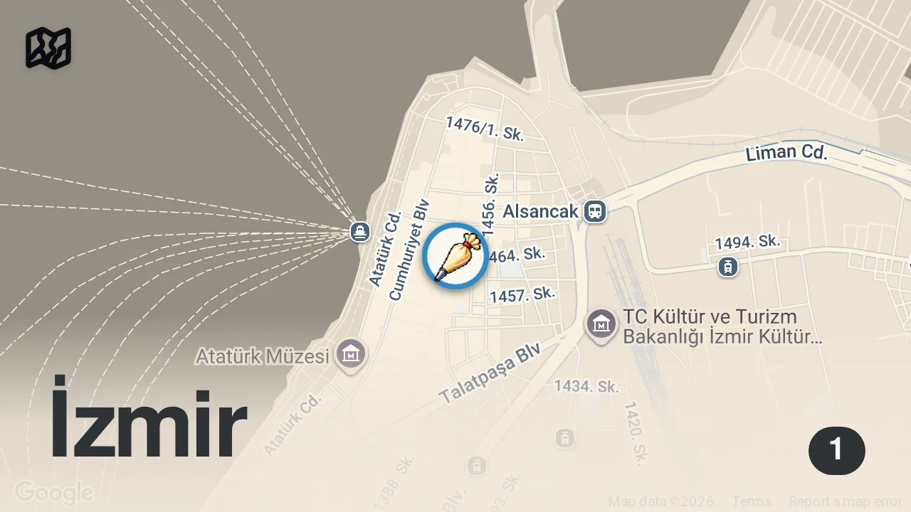 Map of 1 spot from 👉 A 53-YEAR-OLD PASTRY SHOP! Düzce's Famous Pastry Shop! #foodie #short #shorts