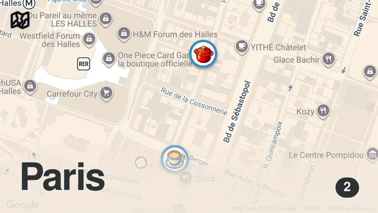 Map of 2 spots from I Ate The BEST French Food in Paris with a Local 🇫🇷