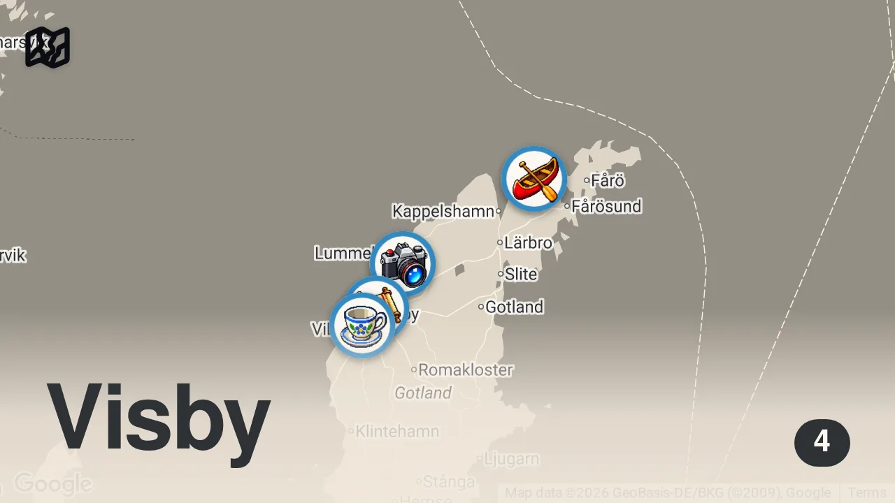 Map of 4 spots from 10 bästa platser att besöka i Gotland🇸🇪