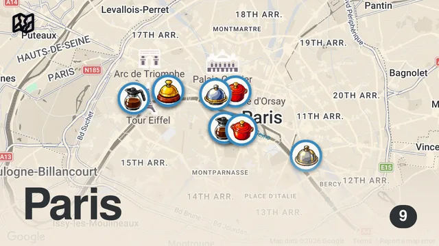 Map of 10 Best Restaurants in Paris