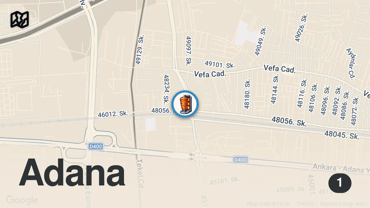 Map of 1 spot from ETLİ Mİ? ETSİZ Mİ? 😊 #çiğköfte #sokaklezzetleri #shorts