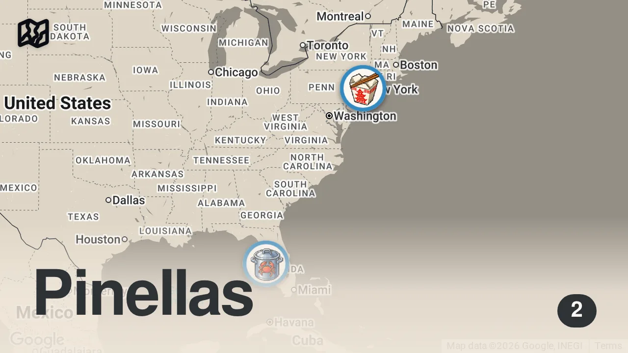Map of 2 spots from INSIDE the MOST EXPENSIVE King Crab & Lobster Feast in New York City