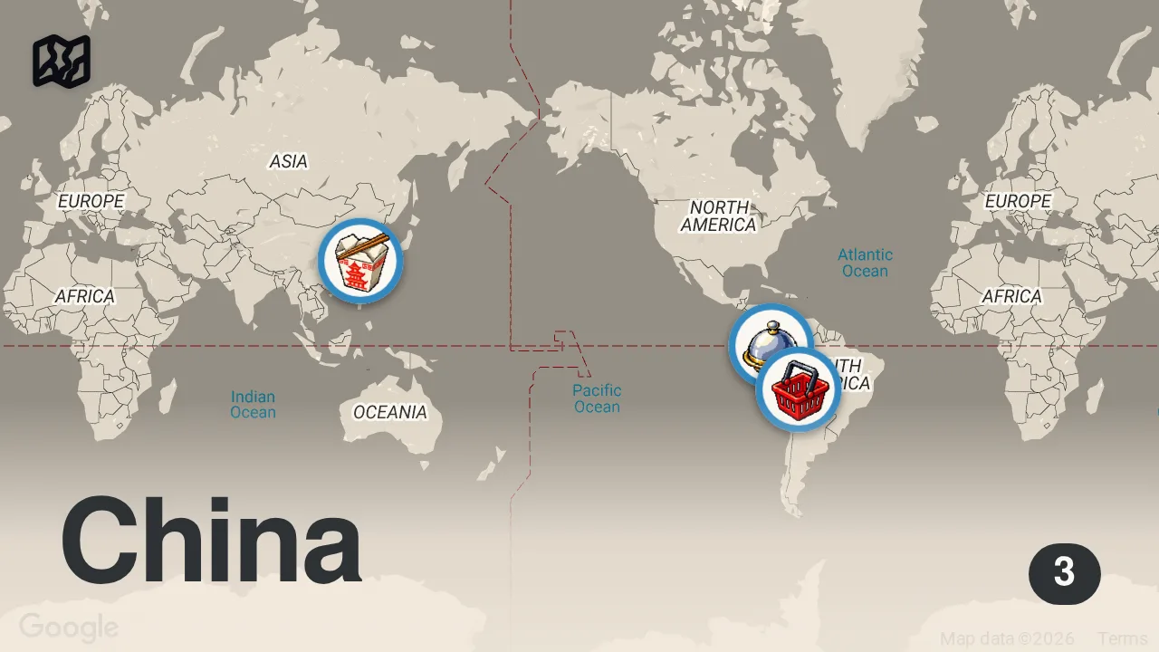 Map of 3 spots from Bizarre Soups from Around the World | Bizarre Foods with Andrew Zimmern | Travel Channel