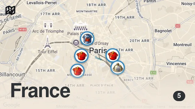 Map of 5 Paris Restaurants Every American Tourist Should Eat at Least Once