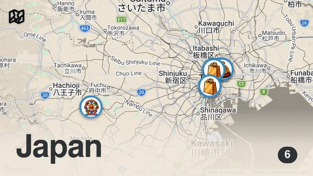 Map of 2 Days in Tokyo Japan 🎀 Sanrio Puroland & Hello Kitty
